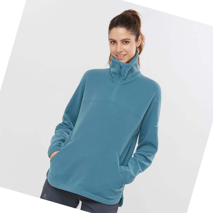 Sudadera Con Capucha Salomon ESSENTIAL COSY FLEECE Mujer Azules | MX 2518ZUT